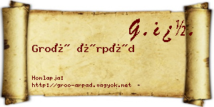 Groó Árpád névjegykártya